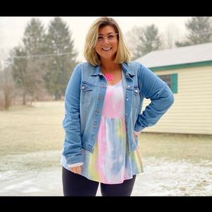 Chic Soul Tie Dye Long sleeve peplum